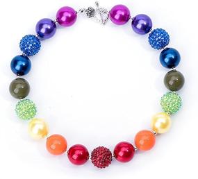 img 2 attached to 🌈 Rainbow Fashion Beads and Bracelet Set with Gift Box - Bling Bling Chunky Bubblegum Necklace for Baby Girls