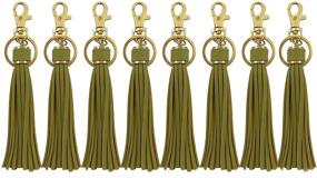 img 4 attached to 🔑 8pcs PU Leather Tassel Keychain with Lobster Swivel for Handbag, Phone, Car Key, Jewelry DIY (GD189) - 5.9''