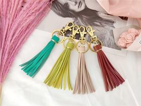 img 1 attached to 🔑 8pcs PU Leather Tassel Keychain with Lobster Swivel for Handbag, Phone, Car Key, Jewelry DIY (GD189) - 5.9''