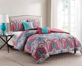 img 1 attached to 💜 VCNY Home Casa Re`al King Size Purple 5 Piece Reversible Comforter Set