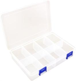 img 3 attached to 📦 UPSTORE 8 Grids Transparent Plastic Jewelry Accessories Portable Storage Box: Versatile Organizer with Adjustable Dividers for Medicines and More (Large)