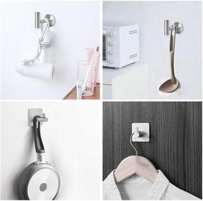 img 1 attached to 🛁 4 Pack Towel Hook Set, SUS 304 Stainless Steel Heavy Duty Bath Robe Hook for Bathroom Kitchen Garage Hotel - Includes 2 Wall Mounted Coat Hooks and 2 Adhesive Hooks