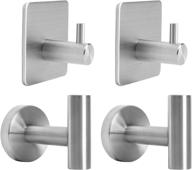 🛁 4 pack towel hook set, sus 304 stainless steel heavy duty bath robe hook for bathroom kitchen garage hotel - includes 2 wall mounted coat hooks and 2 adhesive hooks logo