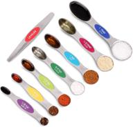 🥄 pakitner magnetic measuring spoons: dual-sided stainless steel set with spice jar fit - 8 piece multi-color bundle logo
