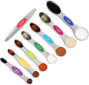 img 4 attached to 🥄 PAKITNER Magnetic Measuring Spoons: Dual-Sided Stainless Steel Set with Spice Jar Fit - 8 Piece Multi-Color Bundle