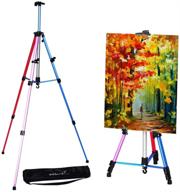 🎨 adjustable aluminum metal tripod display easel 20 to 61 inch - artist easel stand with portable bag for floor desktop beach painting, mixed color logo