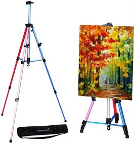 img 4 attached to 🎨 Adjustable Aluminum Metal Tripod Display Easel 20 to 61 inch - Artist Easel Stand with Portable Bag for Floor Desktop Beach Painting, Mixed Color