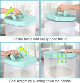 img 2 attached to 20 Lbs Airtight Rice Storage Container by TBMax - Bulk Food Bin with Measuring Cup - Ideal for Rice, Flour, Cereal, and Pet Food Storage - Green
