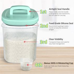 img 3 attached to 20 Lbs Airtight Rice Storage Container by TBMax - Bulk Food Bin with Measuring Cup - Ideal for Rice, Flour, Cereal, and Pet Food Storage - Green