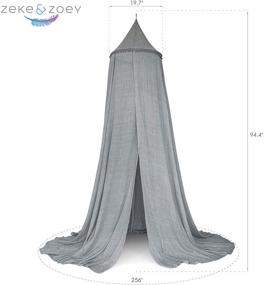 img 1 attached to 🏕️ Zeke and Zoey Grey Bed Canopy with Pom Poms - Hideaway Tent Canopies for Kids' Rooms, Beds or Cribs. Nursery Decoration with Sheer Flowing Drapes - Perfect for Play, Reading, and Creating a Cozy Space in Grey