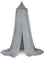 🏕️ zeke and zoey grey bed canopy with pom poms - hideaway tent canopies for kids' rooms, beds or cribs. nursery decoration with sheer flowing drapes - perfect for play, reading, and creating a cozy space in grey logo