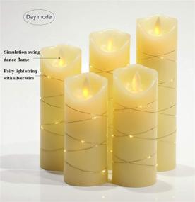 img 3 attached to 🕯️ Multifunctional LED Flameless Candle with Starlight String - DANIP 5-Piece Set, 10-Key Remote Control, Timer Function, Real Wax, Battery-Powered (Ivory White)