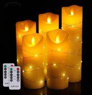 🕯️ multifunctional led flameless candle with starlight string - danip 5-piece set, 10-key remote control, timer function, real wax, battery-powered (ivory white) логотип