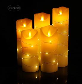 img 2 attached to 🕯️ Multifunctional LED Flameless Candle with Starlight String - DANIP 5-Piece Set, 10-Key Remote Control, Timer Function, Real Wax, Battery-Powered (Ivory White)