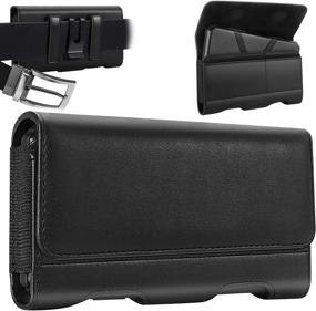 img 4 attached to Mopaclle Leather Holster Belt Clip Pouch with ID Cards Belt Holder for Samsung Galaxy A71 5G, S21 Ultra, S21+, 📱 A11, A12, A42, A32, A50, A72, A80, A51, Stylo 6, and K62 (Fits with Commuter Case) - Galaxy A71 5G Holster Case