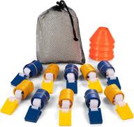 🏈 champion sports deluxe flag football game set - complete equipment for thrilling matches: 5 blue & 5 yellow flag belts, 4 orange disc cones, and mesh carrying bag logo