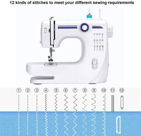 img 3 attached to 🧵 Multifunctional Household Sewing Machine Kit: Beginner's Portable Machine with 12 Stitch Patterns, Light, Foot Pedal, and Storage Drawer