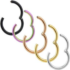 img 3 attached to 💍 5PCs Hoveox Surgical Steel Nose Rings | Hoop Lip Rings | Septum Rings | Nose Piercing Helix Earrings