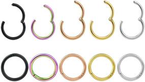 img 4 attached to 💍 5PCs Hoveox Surgical Steel Nose Rings | Hoop Lip Rings | Septum Rings | Nose Piercing Helix Earrings