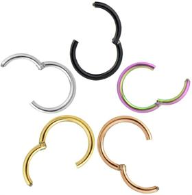 img 2 attached to 💍 5PCs Hoveox Surgical Steel Nose Rings | Hoop Lip Rings | Septum Rings | Nose Piercing Helix Earrings