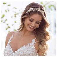 bohemian headpiece with crystal pearl hair vine - sweetv gold wedding headband flower halo hair accessories for bridal hair pieces logo