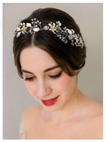 img 2 attached to Bohemian Headpiece with Crystal Pearl Hair Vine - SWEETV Gold Wedding Headband Flower Halo Hair Accessories for Bridal Hair Pieces