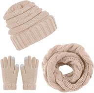 🧣 stay cozy and stylish: aneco winter warm knitted scarf beanie hat and gloves set for men & women logo