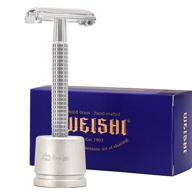 weishi chrome butterfly safety razor kit: long handle double 🪒 edge razor with h3 holder set (1 razor, stand &amp; 10pcs blades) logo