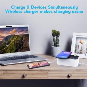 img 2 attached to 🔌 8-Port Desktop Charging Station: Wireless & Fast Charger for iPhone, Smart Phones, Tablet and More - QC 3.0, PD 18W, 60W/12A