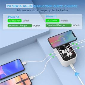 img 3 attached to 🔌 8-Port Desktop Charging Station: Wireless & Fast Charger for iPhone, Smart Phones, Tablet and More - QC 3.0, PD 18W, 60W/12A