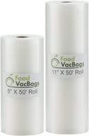 foodsaver compatible 50' vacuum food storage bag rolls: heavy commercial grade for storage and sous vide - includes 8' x 50' and 11' x 50' rolls logo
