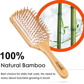 img 2 attached to Bamboo Hair Brush and Detangling Comb Set: Eco-Friendly Haircare for Healthy, Strong, and Silky Hair