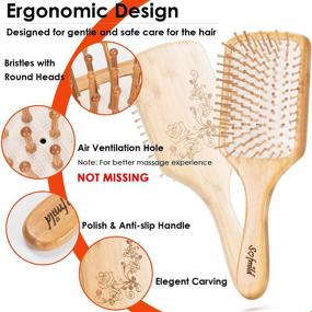 img 3 attached to Bamboo Hair Brush and Detangling Comb Set: Eco-Friendly Haircare for Healthy, Strong, and Silky Hair