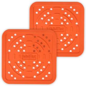 img 4 attached to 🍟 MMmat Reusable Air Fryer Liners - German Silicone Mats for Non-Stick Basket - 2 Pack, 8.5 Inch or 7.5 Inch Square - Air Fryer Accessories