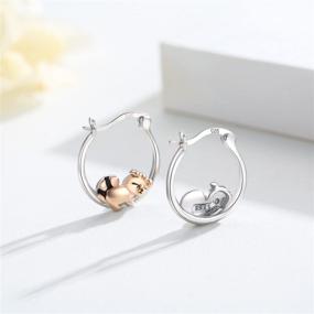 img 1 attached to Sterling Silver Raccoon Earrings, Red Panda Hoop Earrings for Girls with 🦝 Sensitive Ears - Hypoallergenic Raccoon Jewelry, Perfect Christmas Gifts for Women and Daughters