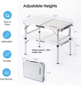 img 1 attached to 🏕️ Camp Field Folding Table Small, Lightweight Aluminum Dining Table with Adjustable Height Legs - Indoor/Outdoor Portable Table for Picnic Camping - 24''L x 16''W - 2-Feet (2 Heights: 10"/19")