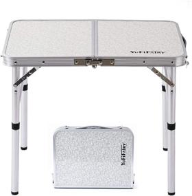 img 4 attached to 🏕️ Camp Field Folding Table Small, Lightweight Aluminum Dining Table with Adjustable Height Legs - Indoor/Outdoor Portable Table for Picnic Camping - 24''L x 16''W - 2-Feet (2 Heights: 10"/19")