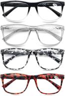 👓 modfans large oversize reading glasses 1.75 for men and women - square frame lightweight spring hinge mixed color, includes 4 pouches logo