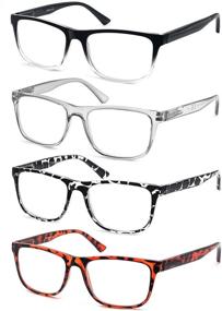 img 3 attached to 👓 MODFANS Large Oversize Reading Glasses 1.75 for Men and Women - Square Frame Lightweight Spring Hinge Mixed Color, Includes 4 Pouches