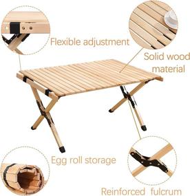 img 3 attached to Portable Wooden Egg Roll Table for Picnic, Camping, Travel, Beach, Tailgating, Patio, Garden BBQ - ZH & ART