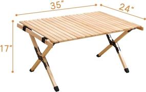 img 1 attached to Portable Wooden Egg Roll Table for Picnic, Camping, Travel, Beach, Tailgating, Patio, Garden BBQ - ZH & ART