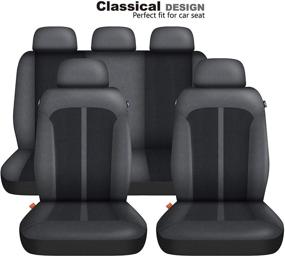 img 3 attached to Sojoy IsoTowel 9-Piece Full Set Car Seat Covers - Front and Back Automotive Seat Protectors - Breathable Luxury Fabric and Leatherette - Airbag Compatible - Fits Most Cars, Trucks, SUVs, Vans (Black)