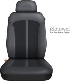 img 1 attached to Sojoy IsoTowel 9-Piece Full Set Car Seat Covers - Front and Back Automotive Seat Protectors - Breathable Luxury Fabric and Leatherette - Airbag Compatible - Fits Most Cars, Trucks, SUVs, Vans (Black)