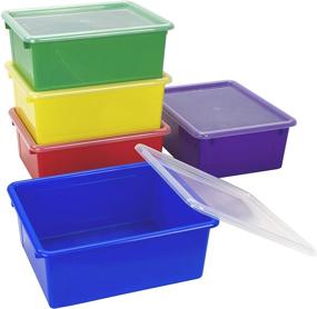 img 4 attached to 5-Pack Storex Letter Size Deep Storage Tray – Non-Snap Lid Organizer Bin for Classroom, Office, and Home in Assorted Colors (62542U05C)