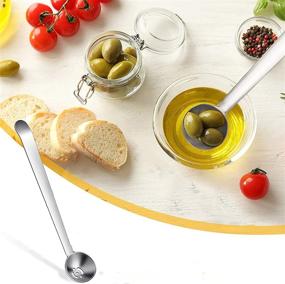 img 3 attached to 🥄 Qiuerte 2pcs Stainless Steel Serving Spoons with Drain Hole - Ideal for Olive Jars, Pickles, Containers (6.7inch)