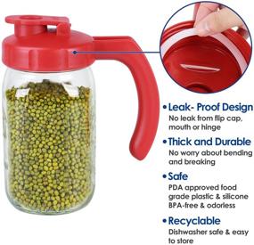 img 2 attached to Transform Your Mason Jar into a Pitcher: 2 Pack Wide Mouth Lids with Handle, Airtight Seal & Easy Pouring