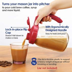 img 3 attached to Transform Your Mason Jar into a Pitcher: 2 Pack Wide Mouth Lids with Handle, Airtight Seal & Easy Pouring