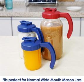 img 1 attached to Transform Your Mason Jar into a Pitcher: 2 Pack Wide Mouth Lids with Handle, Airtight Seal & Easy Pouring