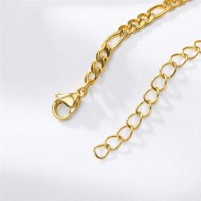 img 1 attached to 👣 Women's Figaro Link Initial Anklet Bracelet – 14k Gold Plated Letter Anklets