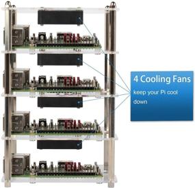 img 2 attached to Поднимите ваш Raspberry Pi кластер: Eau 4-слотовый стекируемый корпус для Raspberry Pi 4 и 3B+/3/2 Model B – прозрачный акриловый корпус с вентилятором охлаждения и 4-этажная Pi стойка